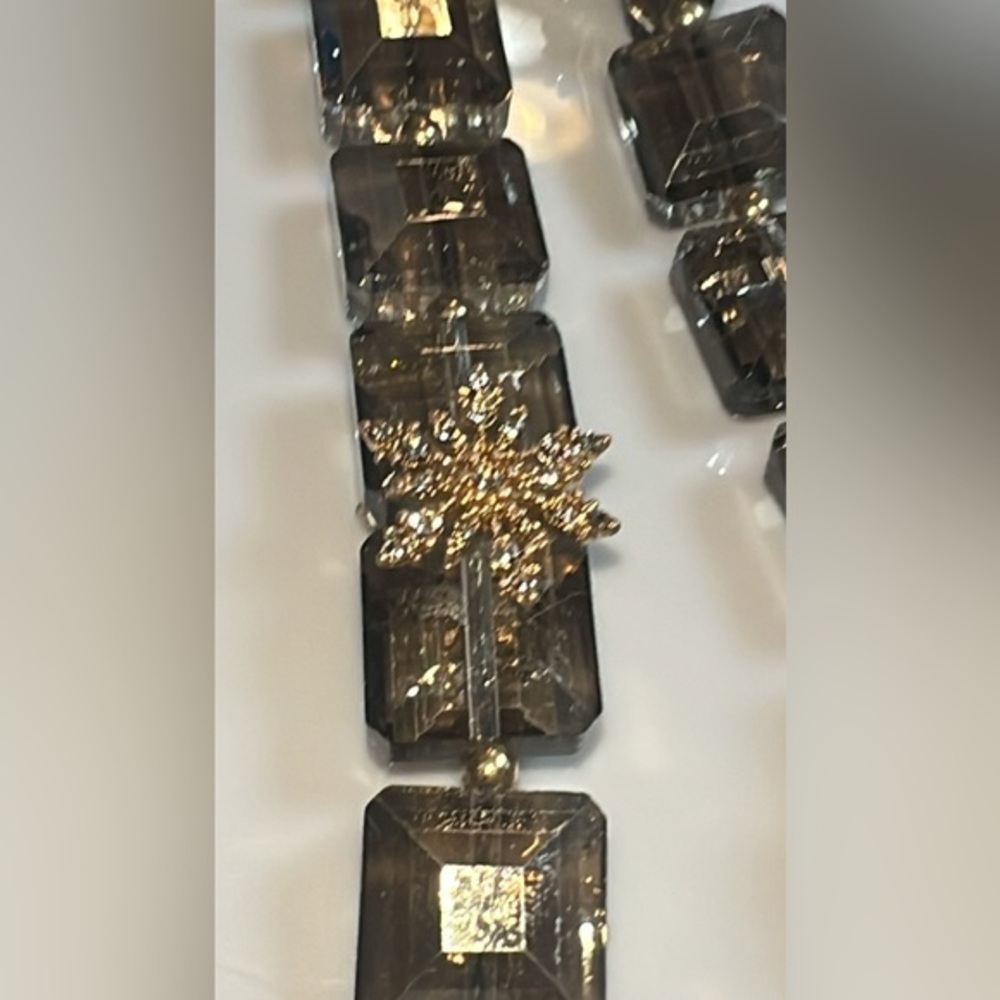 Macy's lonna & lilly 2 Strand Holidy Snowflake Slide Closure Gemstone Necklace - Picture 3 of 6